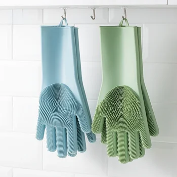 1 пара волшебных силиконовых перчаток для мытья посуды, гигиены, работы по дому, кухни, водонепроницаемых предметов домашней работы, перчаток для стирки одежды.