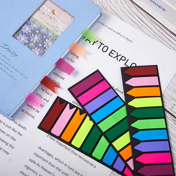 10-цветной флуоресцентный Прозрачный блокнот для заметок, Закладки, Баннеры, Стикеры для заметок, указатель, маркер для школы, офиса.