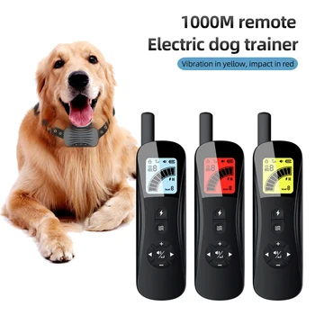 1000 м Электрический ошейник для дрессировки собак с дистанционным управлением, ошейник против лая, вибрационный, ударопрочный, Водонепроницаемый Перезаряжаемый Фиксатор лая