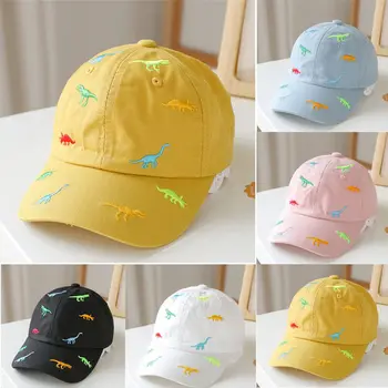 2023 Детская бейсболка с динозавром, солнцезащитная кепка с вышивкой для девочек и мальчиков, Весенне-летняя уличная регулируемая пляжная кепка для детей 1-4 лет