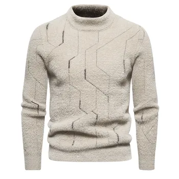 2023 Новые Теплые Мужские Пуловеры-свитера на осень и Зиму из однотонного материала и Мягкого Материала, Повседневный Классический свитер для Мужчин