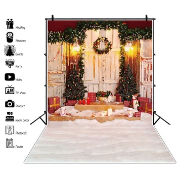 2023 Рождественские фоны, фотография, блестящая дверь, Снег, портрет ребенка, фон для семейной вечеринки, фотостудия, Фотозона