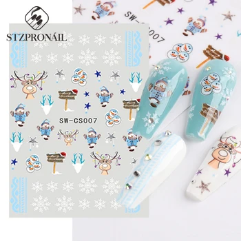 3D Рождественские Зимние наклейки для ногтей, Милый Мультяшный свитер, Слайдер в виде снежинки, Украшения для ногтей, Наклейки для маникюра, Инструменты для маникюра SLSW-CS