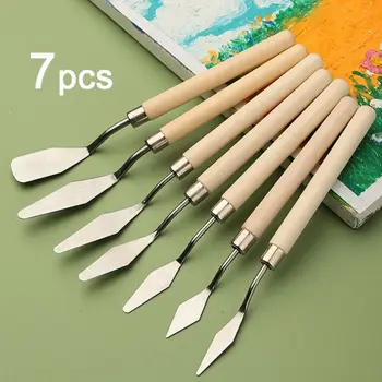 7шт Профессиональные Ножи для рисования маслом, Шпатель для рукоделия, Мастихин, Нож для смешивания, Скребок, Художественные Инструменты