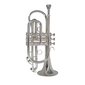 Cornet Bb Плоский Корнет-трубный инструмент, посеребренная Тромпета с мундштуком и футляром для переноски, профессиональный музыкальный инструмент