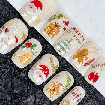 Emmabeauty Теплый Рождественский съемный многоразовый высококачественный пресс ручной работы для ногтей в теплом стиле. № 24769