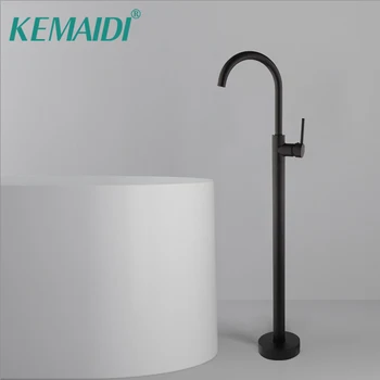 KEMAIDI Матовый Черный Напольный смеситель для ванны с водопадом, набор смесителей для душа, набор смесителей для душа, набор смесителей для ванны