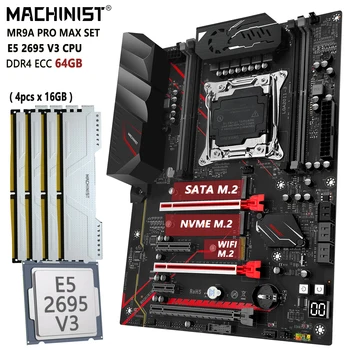MACHINIST X99 Комплект материнской платы LGA 2011-3 Комплект Xeon E5 2695 V3 Процессор 4X16 = 64 ГБ Оперативной памяти DDR4 ECC SSD NVME M.2 Sata MR9A PRO MAX