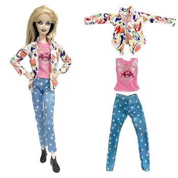 NK 3 предмета/комплект, современная одежда для куклы 1/6 BJD, Модная куртка + Топ + брюки, одежда для куклы Барби, Аксессуары, игрушки