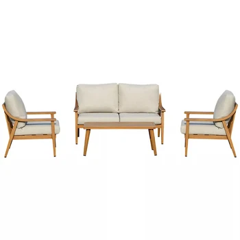 YASN Алюминиевый садовый диван для беседы на открытом воздухе из 4 частей, набор мебели для патио