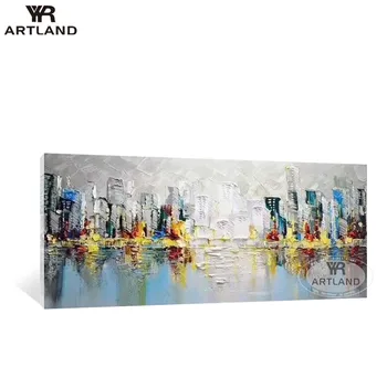 Абстрактная 3D-картина красивые пейзажи современное городское здание Ручная роспись холст картина маслом настенный художественный плакат для гостиной