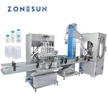 Автоматическая машина для розлива и укупорки жидких кремов, лосьонов и пасты ZONESUN F-style с производственной линией подачи колпачков