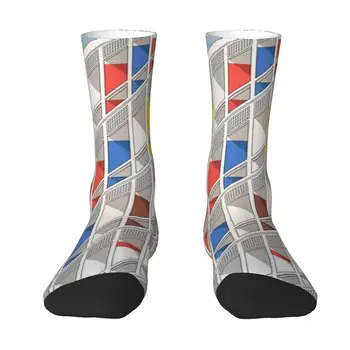 Архитектура Ле Корбюзье, Минималистичный иллюстративный фасад, носки Cite Radieuse, всесезонные носки, аксессуары для подарков унисекс