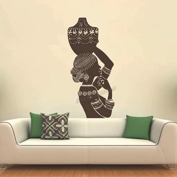 Африканская женщина, наклейки на стены, Прическа Афро женщины, наклейки на стены в африканском стиле, наклейки для прически, Виниловое искусство, Декор для дома, комнаты Использование B219