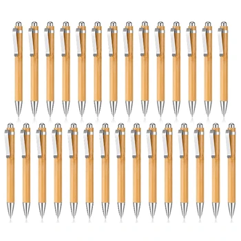 Бамбуковая шариковая ручка для гравировки, деревянная Выдвижная бамбуковая ручка с дополнительной заправкой черными чернилами, шариковая ручка для ведения журнала