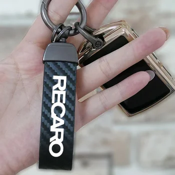 Брелок из углеродного волокна с логотипом автомобиля, брелок для ключей, автомобильный стайлинг для RECARO, брелок для ключей, ювелирные изделия, пряжка с квадратным рисунком