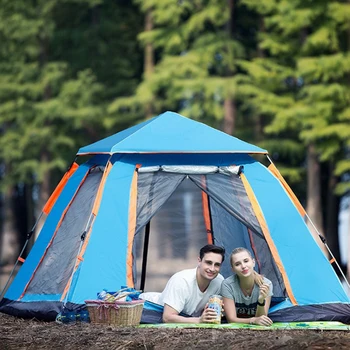 Быстрораскрывающаяся палатка для кемпинга на открытом воздухе Быстрораскрывающаяся четырехсторонняя палатка для 3-4 человек Пляжная утолщенная непромокаемая для пеших прогулок для 2 человек