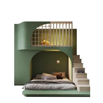 Высокая и низкая кровать из массива дерева, простая, легкая и роскошная, поднимающаяся и опускающаяся кровать, изготовленная по индивидуальному заказу для детской учебной кровати