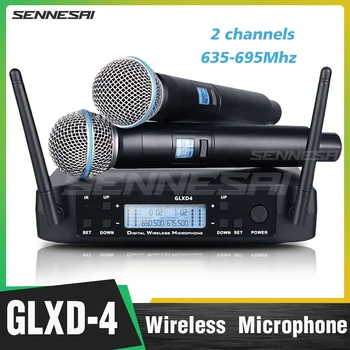 Высокое качество！ Профессиональный двойной беспроводной микрофон GLXD4 Bet58a System Для выступлений на сцене, динамический 2-канальный портативный
