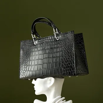 Высококачественная женская сумка-портфель с рисунком коровьей кокодилы, новый верхний слой, сумка-тоут из воловьей кожи, сумочка