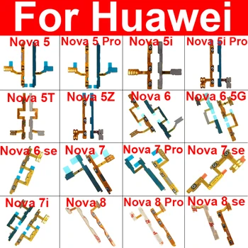 Гибкий кабель Регулировки Громкости Питания Для Huawei Nova 5 5i 7 8 Pro 6 7 8 Se Nova 7i 5Z 5T 6 4G 5G Боковые Кнопки Регулировки Громкости Питания Части Гибкой Ленты