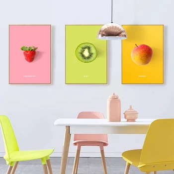 Декор кухни, Фруктовая картина на холсте, современный фруктовый плакат с цитатами, Настенные панно Лимонного цвета, украшение для дома, гостиной, столовой.
