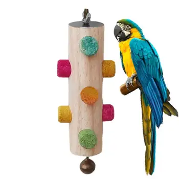 Игрушка для птиц-попугаев из натуральных деревянных блоков, игрушка для жевания птиц, клетка для попугаев, игрушка для прикуса коренных зубов, клетка для попугаев, красочное подвесное украшение