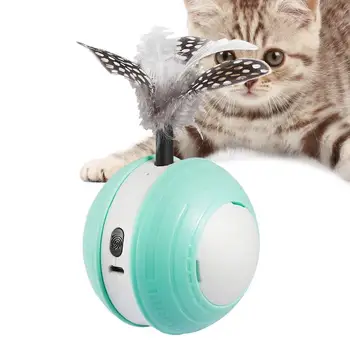 Интерактивная игрушка с кошачьим мячом, автоматическая движущаяся игрушка с кошачьим шариком-дразнилкой, перезаряжаемая через USB с 2 режимами, игрушка со звуком, Сенсорные принадлежности для домашних животных