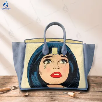Картина, граффити, поп-Крик, девушка, сумка из натуральной кожи, женская сумка, повседневные женские сумки, сумка-тоут, известный бренд, сумка через плечо, женские сумки