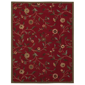 Коврик для комнаты с цветочными листьями на нескользящей резиновой подкладке 5x7, 5 'x 6'6 дюймов, красный