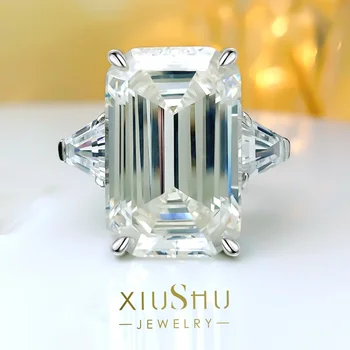 Кольцо из серебра 925 пробы нефритовой огранки с высокоуглеродистым бриллиантом в изысканном 3D винтажном стиле для женской свадьбы
