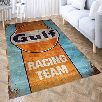 Комната для 3D-печати Gulf Racing Team, спальня, противоскользящие плюшевые коврики, модные ковры для дома, коврики, новые прямые поставки