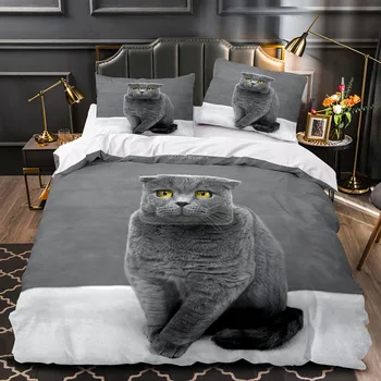Комплект Постельных Принадлежностей Cube-Animals Single Twin Full Queen King Size Cat Bed Set Aldult Kid Bedroom Наборы Пододеяльников для пуховых Одеял С 3D Принтом 030