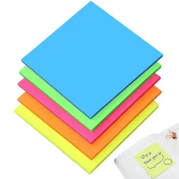 Липкие блокноты для заметок Прозрачные самоклеящиеся блокноты 3 X 3 дюйма, 5 разных цветов, школьные канцелярские принадлежности