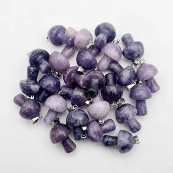 мода Хорошего качества, Натуральный Фиолетовый драгоценный камень, Гриб, Подвеска для изготовления ювелирных изделий, Ожерелье, аксессуары для шармов, 24 шт. бесплатная доставка