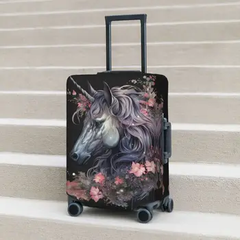 Мультяшный милый чехол для чемодана с единорогом, лошадь, Садовый цветок, защита для круиза, полезный чехол для багажа для отдыха