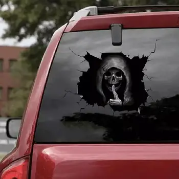 Наклейка с черепом на Хэллоуин, наклейки на заднее лобовое стекло автомобиля, наклейки с ужасной тихой атмосферой, наклейки для украшения автомобильных окон, украшения для фестивалей