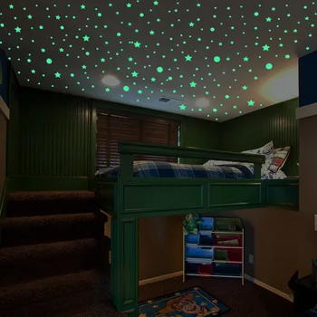 Наклейки со светящимися звездами для детской комнаты, наклейки на стены, Луна, стерео, Рождество, креативные подарки