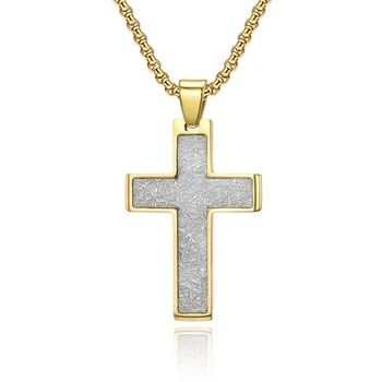 Нержавеющая сталь Золотой Крест Христа Кулон Ожерелье Модные Мужские Женские Украшения Подарок для Него с цепочкой