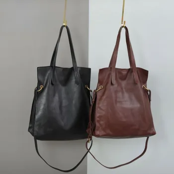 Новая женская сумка из натуральной кожи, простые универсальные сумки через плечо большой емкости, повседневные роскошные сумки для пригородных поездок.