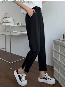 Новые костюмы и брюки для женщин, офисные женские брюки длиной до щиколоток, Корейские модные тонкие Черные брюки
