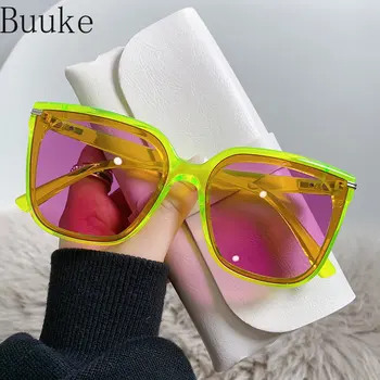 Новые прозрачно-зеленые Летние женские солнцезащитные очки модного квадратного желеобразного цвета Ярких оттенков для женщин, солнцезащитные очки, элегантные очки