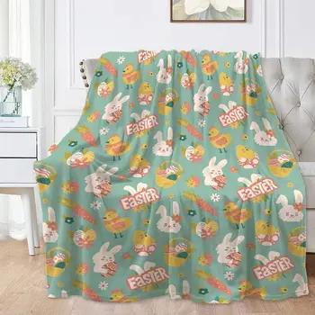 Одеяло с пасхальным кроликом, милое одеяло с кроликом для взрослых, мягкое флисовое одеяло с кроликом, Пасхальное подарочное одеяло, подарочное одеяло с кроликом для