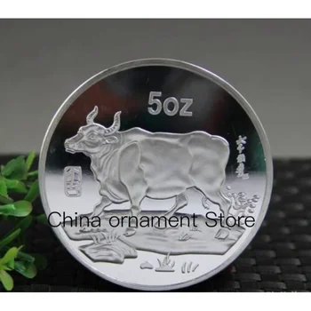 Памятная монета 1997 года с коровой, 5 унций. 12 серебряных монет Зодиака
