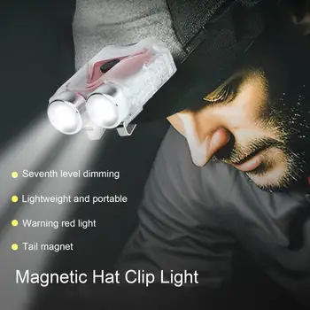 Перезаряжаемый светодиодный зажим для шляпы, громкая связь, водонепроницаемый налобный фонарь с регулируемой яркостью, для бега, кемпинга, охоты, 180 люмен, фонарик для шляпы