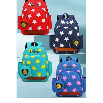 Персонализированная вышивка, рюкзак для пары учащихся младших классов средней школы, Дышащая водонепроницаемая износостойкая школьная сумка