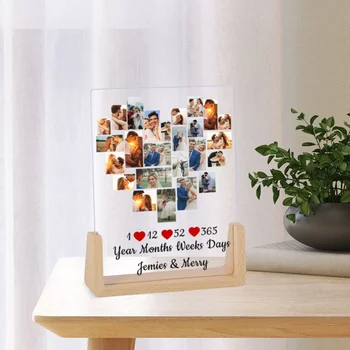 Персонализированная фоторамка-коллаж для пары с фотографиями в форме сердца, рамка для подарков парню, мужу, жене на День Святого Валентина