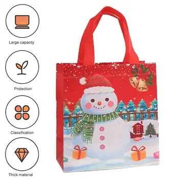 Подарочные пакеты высокого качества, многоразовые пакеты для рождественских подарков, праздничные сумки-тоут с узорами Санта-Клауса и снеговика для рождественской вечеринки