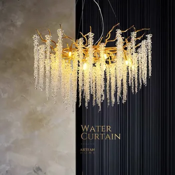 Потолочные люстры American Lustre LED Crystal Потолочные люстры для гостиной, столовой, Подвесные светильники в стиле арт-стриптиз, подвесные светильники для виллы, Подвесной светильник для зала