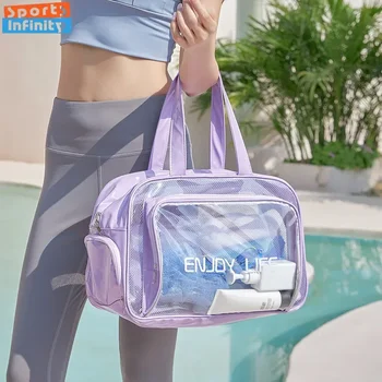 Прозрачная сумка для хранения из ПВХ большой емкости, сумки для плавания, женская Большая спортивная сумка для влажной сушки, Пляжная сумка для фитнеса, дорожная сумка